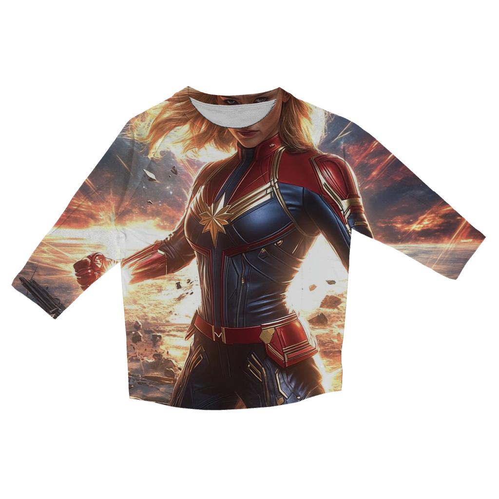 Brie Larson Cosmic Beacon Of Captain Marvels Stellar Resolve custom 3/4 sleeve shirts