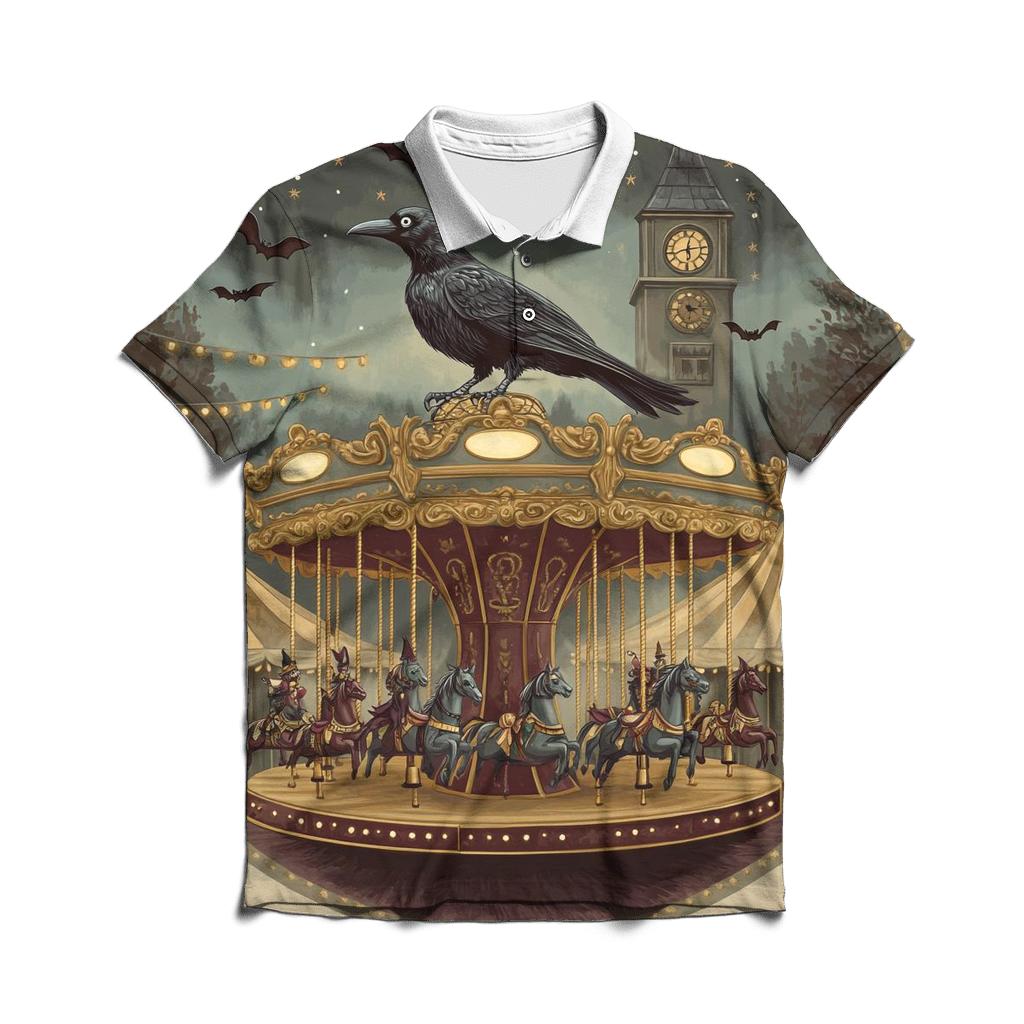Clockwork Raven And The Midnight Carousel casual sports polo shirts