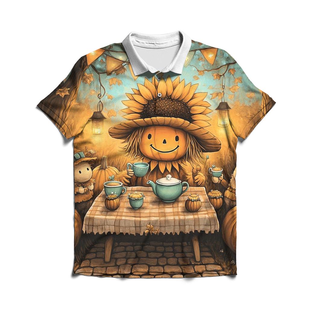 Spellbound Tea Party In The Pumpkin Orchard casual sports polo shirts