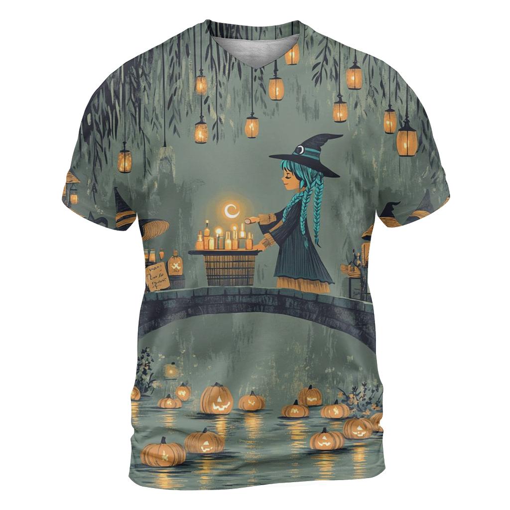 Witchs Market At Lantern Bridge artistic all-over print tops