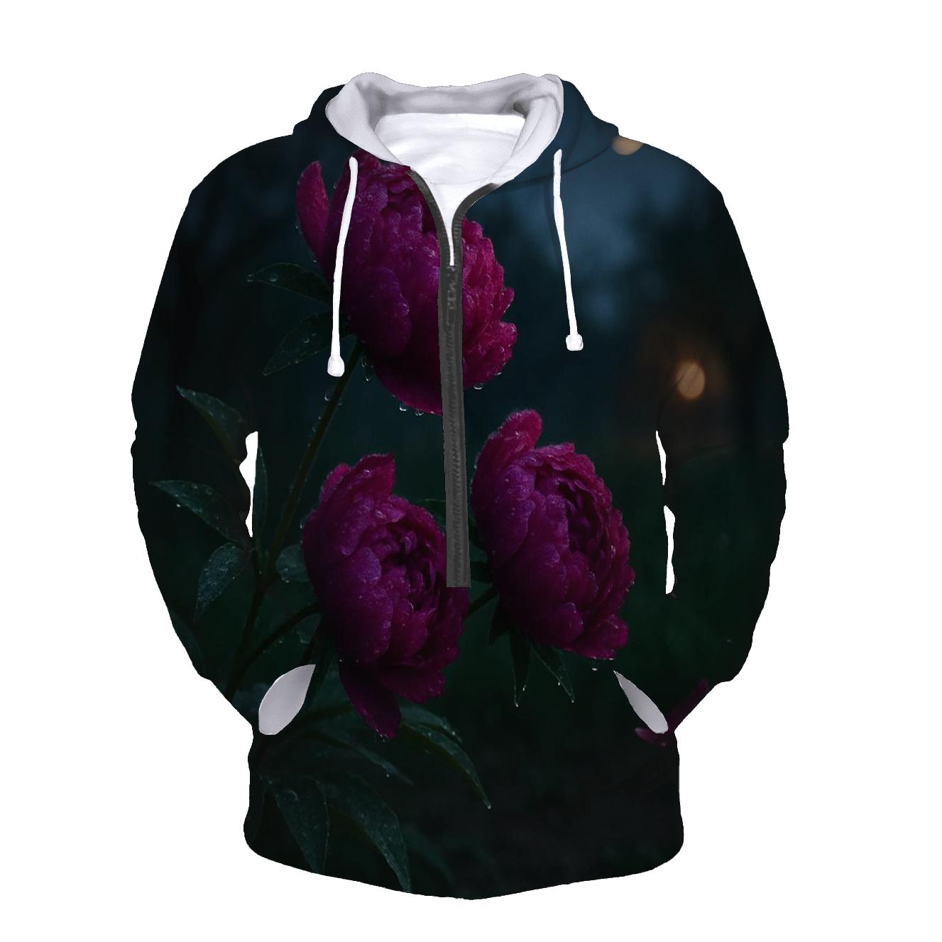 Midnight Orchard Peony Study lightweight hoodies