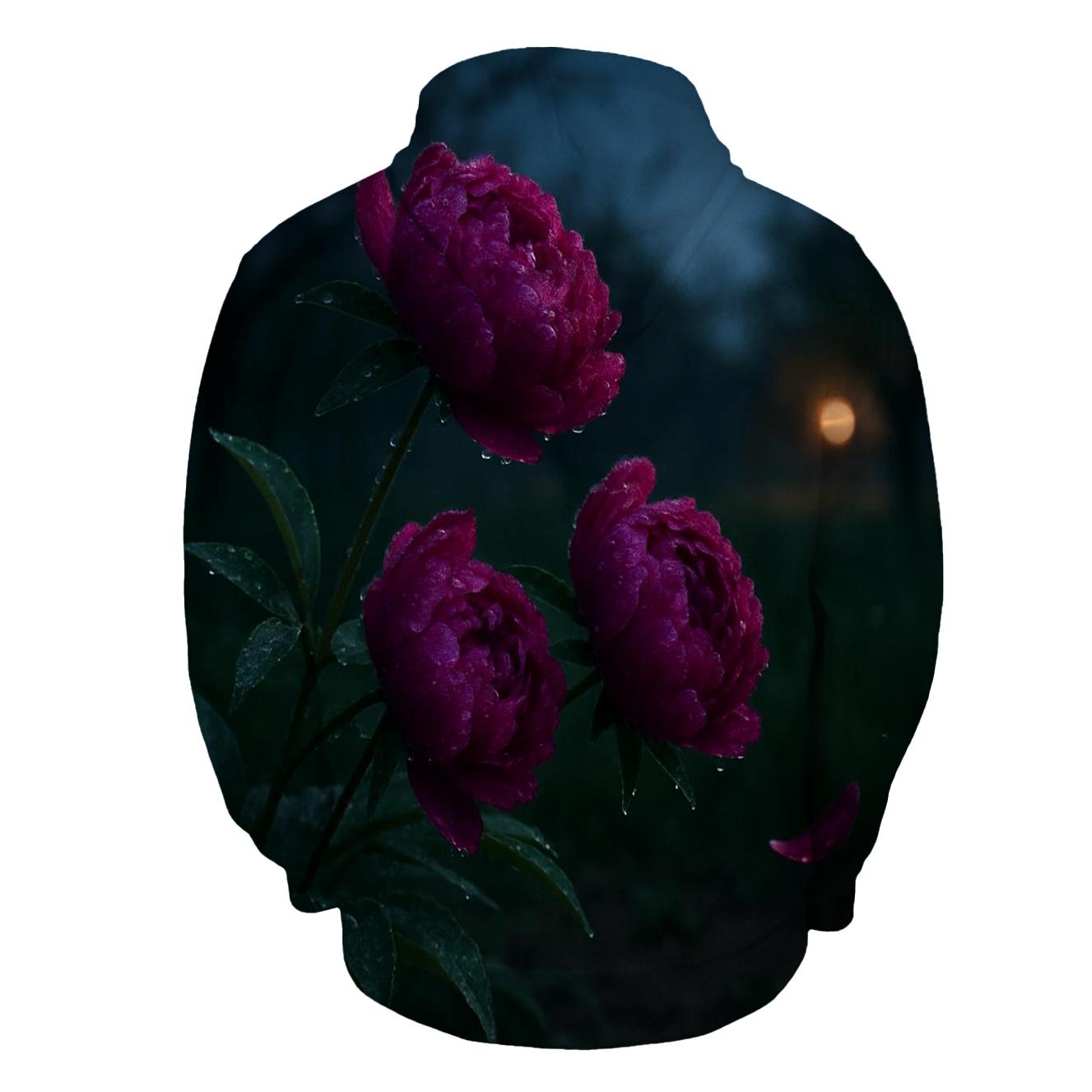 Midnight Orchard Peony Study lightweight hoodies