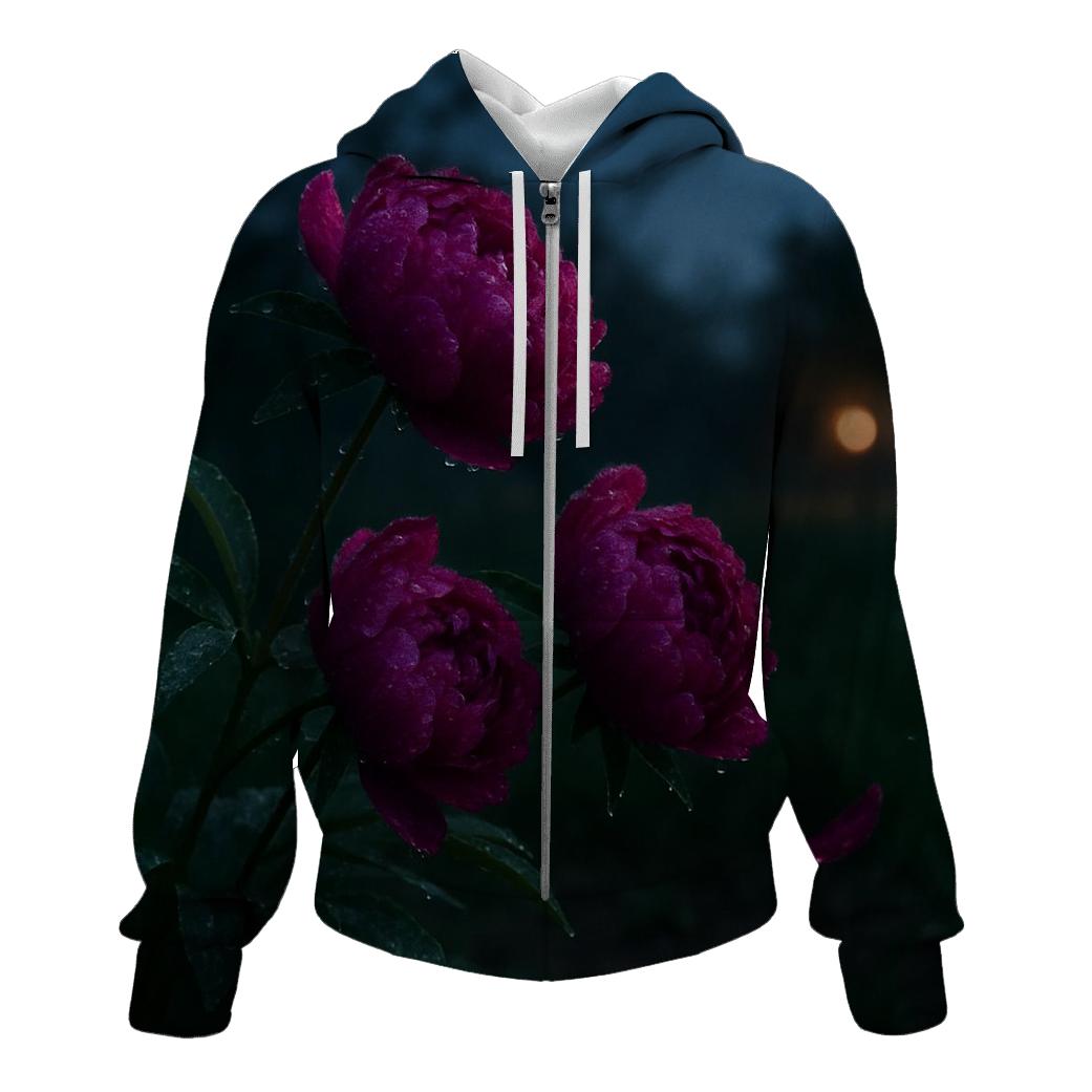 Midnight Orchard Peony Study pullover hoodies