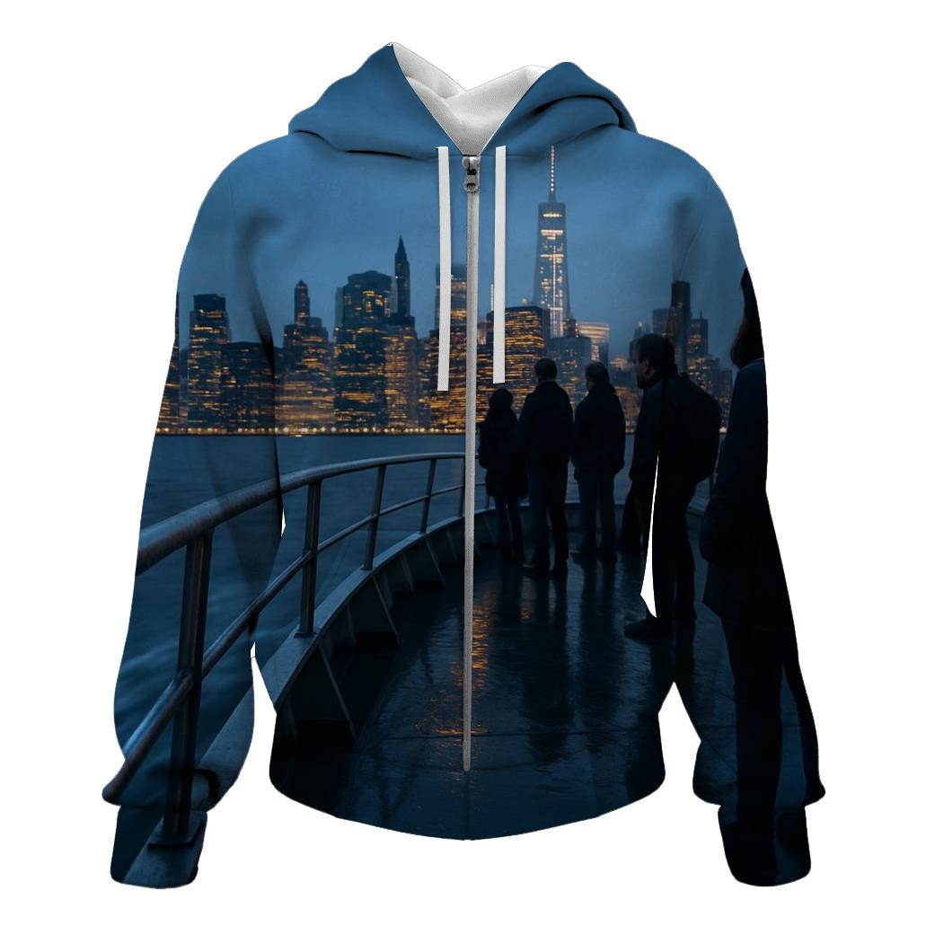 Hudson Reflections At Blue Hour embroidered hoodies