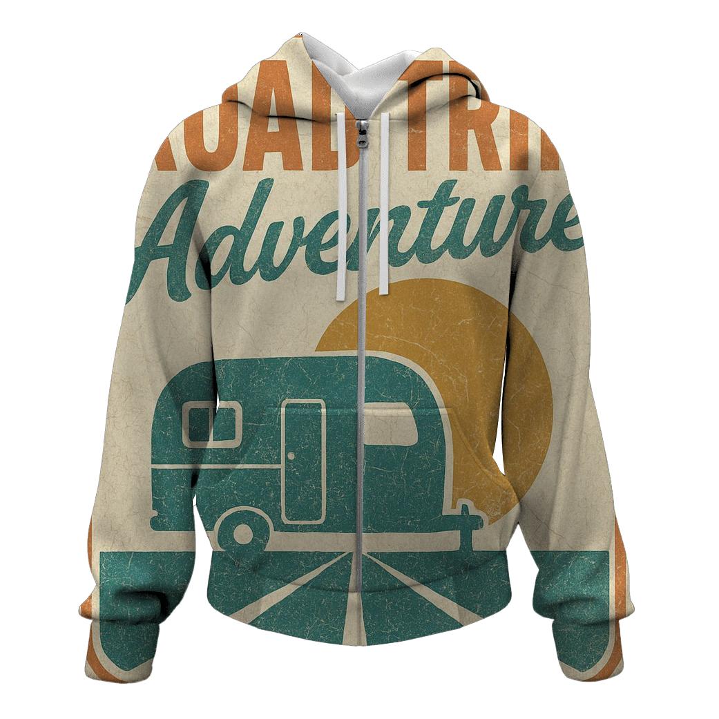 Sunset Route Sixties Camper Poster pullover hoodies