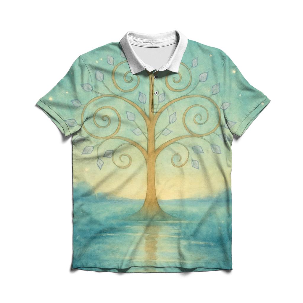 Luminous Harmonic Tree premium cotton polo shirts