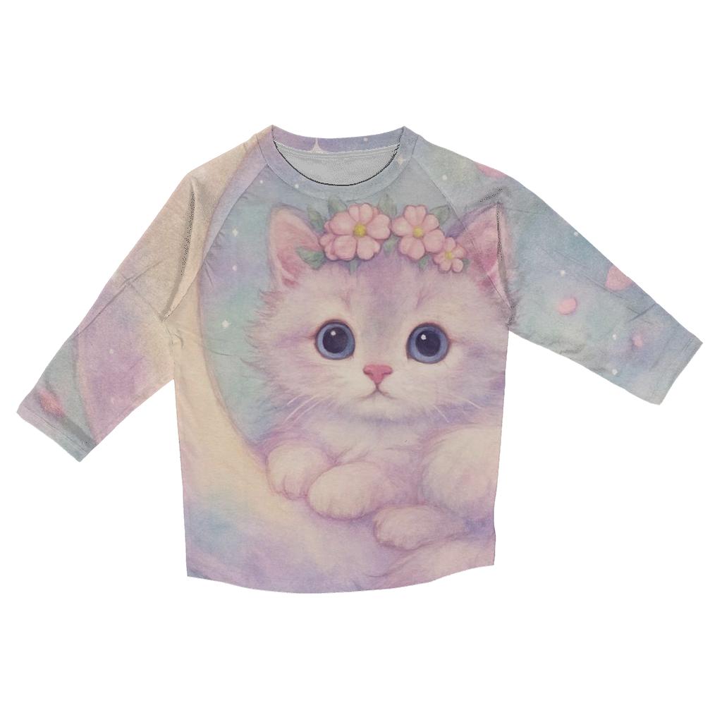 Moonlit Lavender Kitten custom 3/4 sleeve shirts