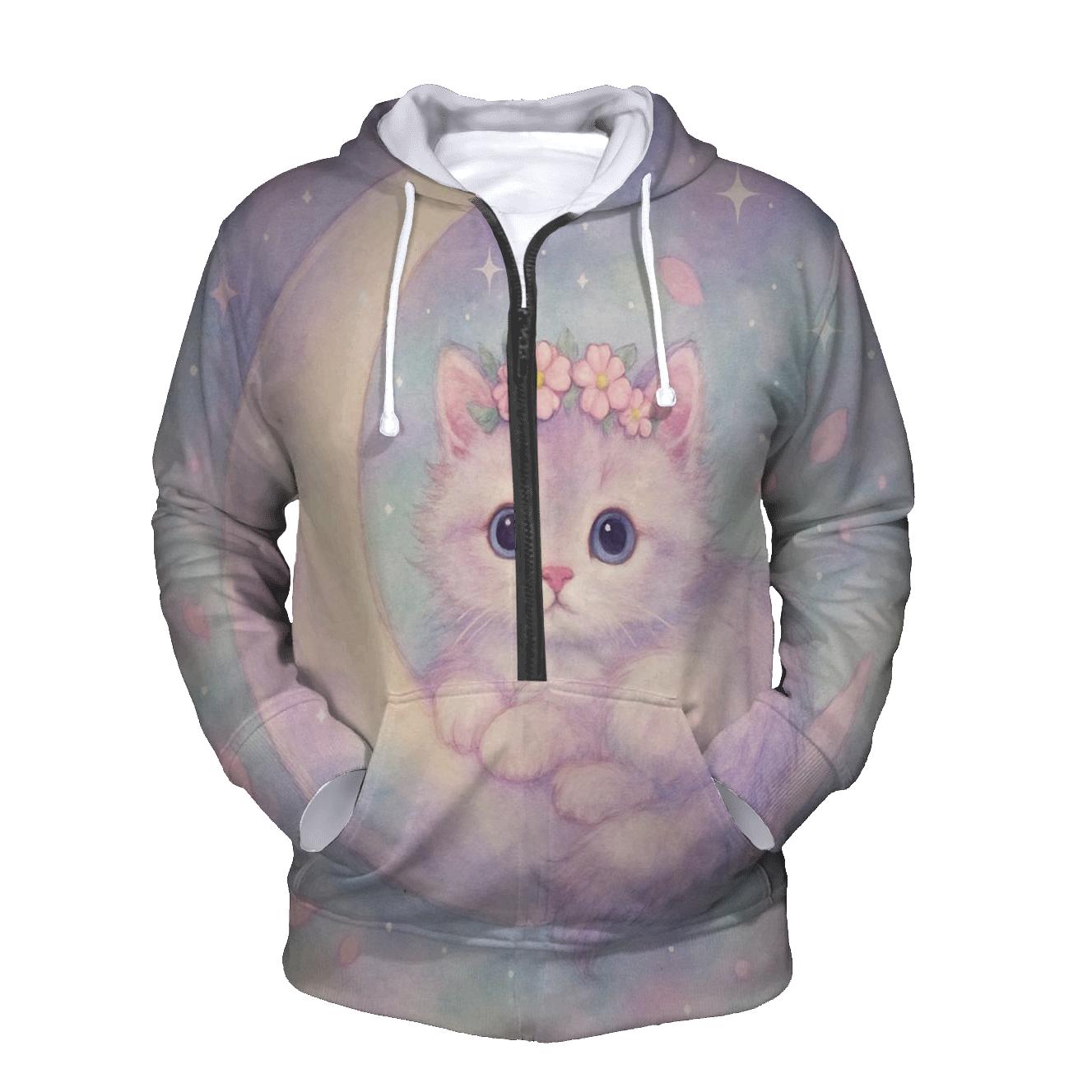 Moonlit Lavender Kitten zip-up hoodies