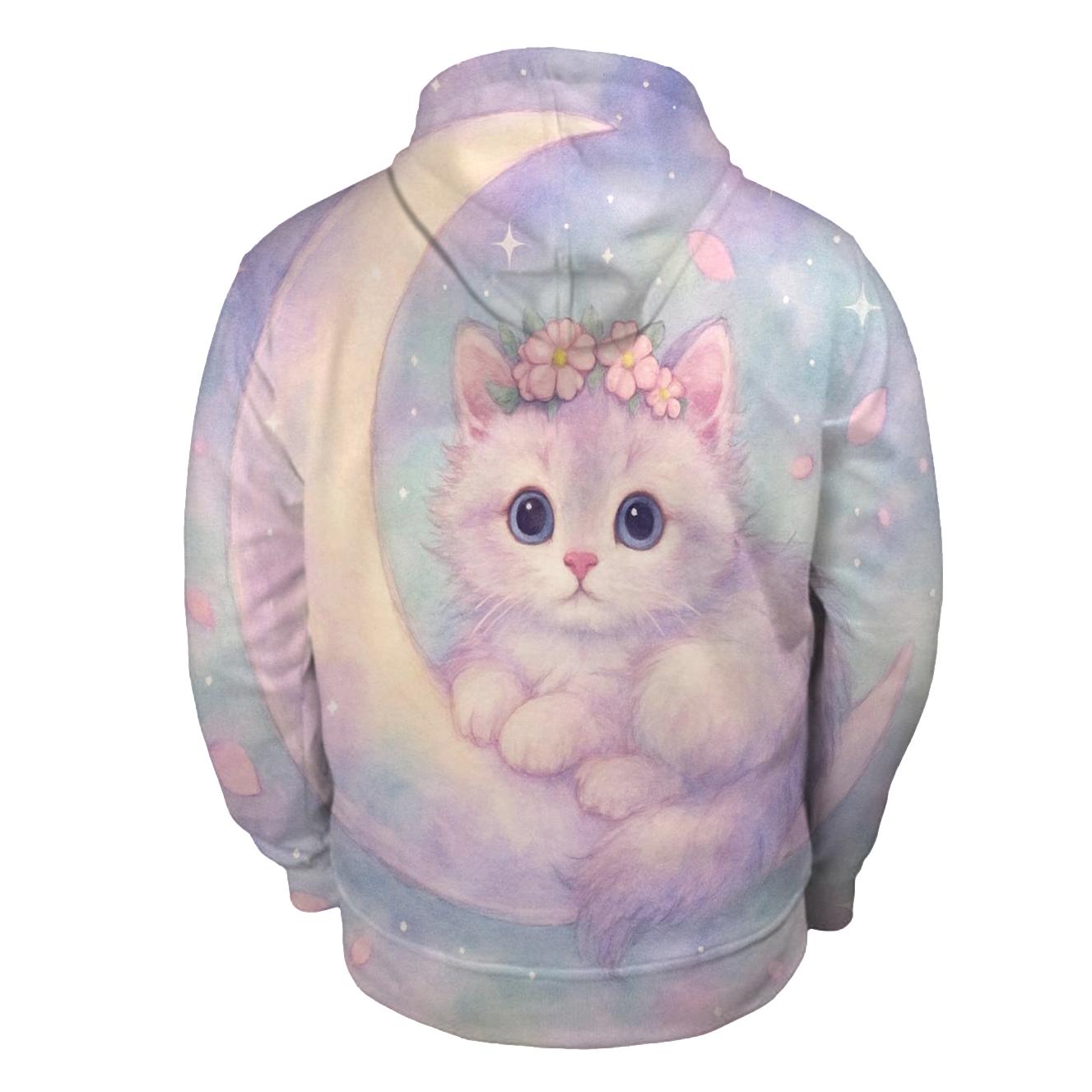 Moonlit Lavender Kitten zip-up hoodies