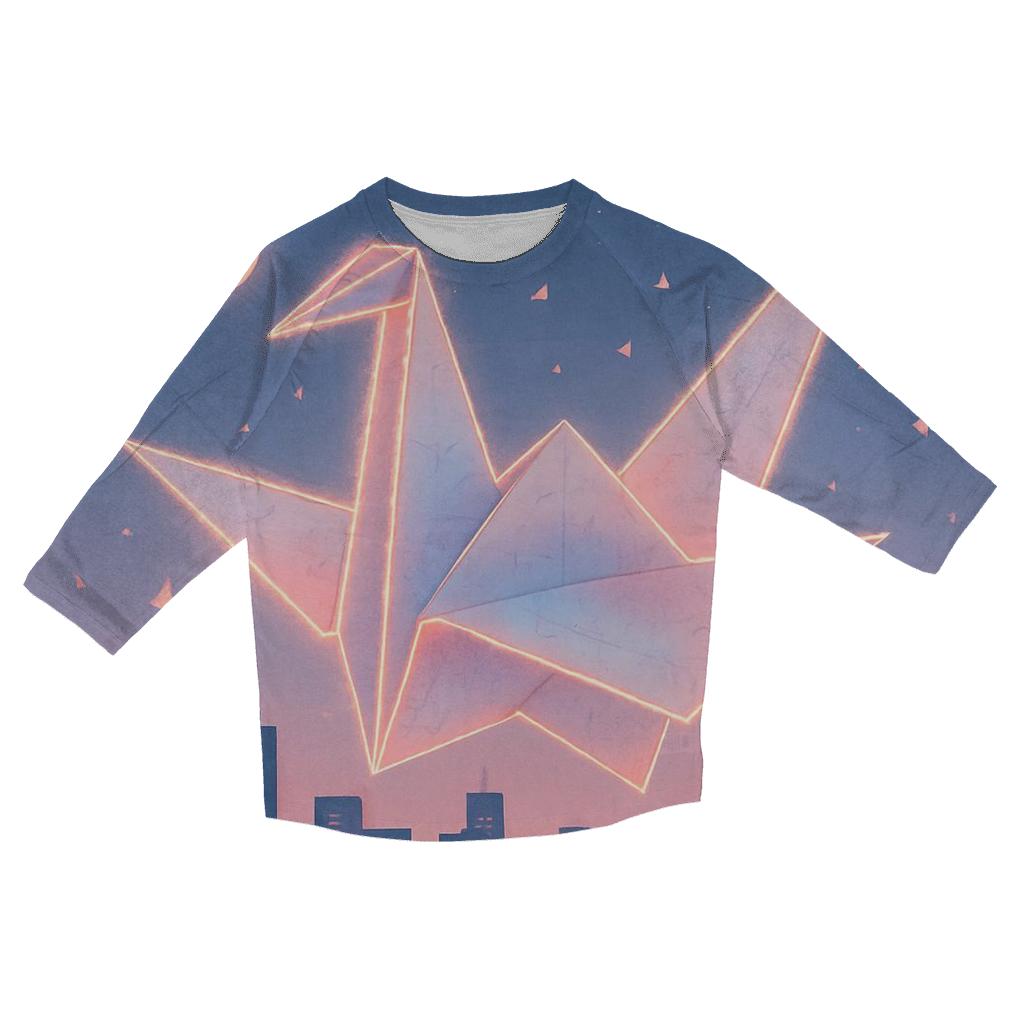 Random Paper Crane Skyline trendy 3/4 sleeve tops