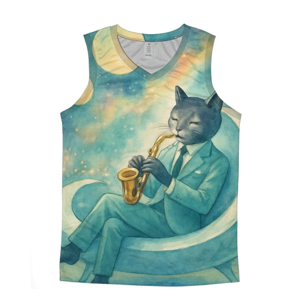 Galactic Lounge Jazz Cat casual summer tank tops