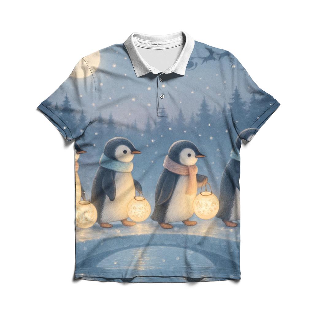 Penguin Lantern Procession embroidered polo tops