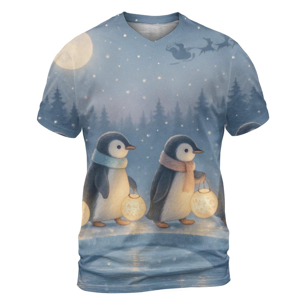 Penguin Lantern Procession trendy printed shirt styles