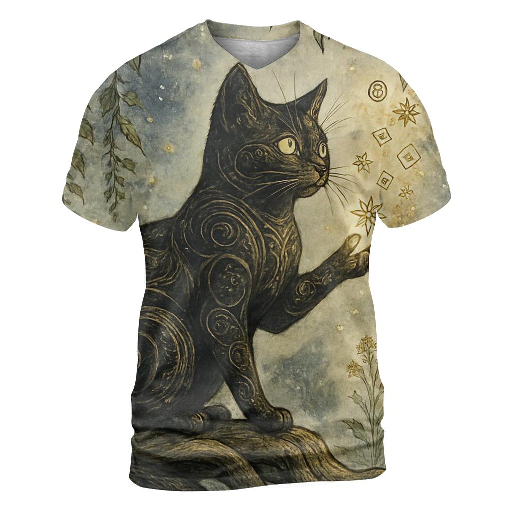Botanical Witch Familiar vibrant all-over design tees