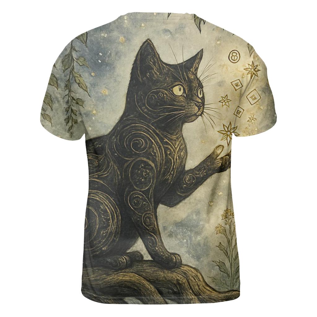 Botanical Witch Familiar vibrant all-over design tees