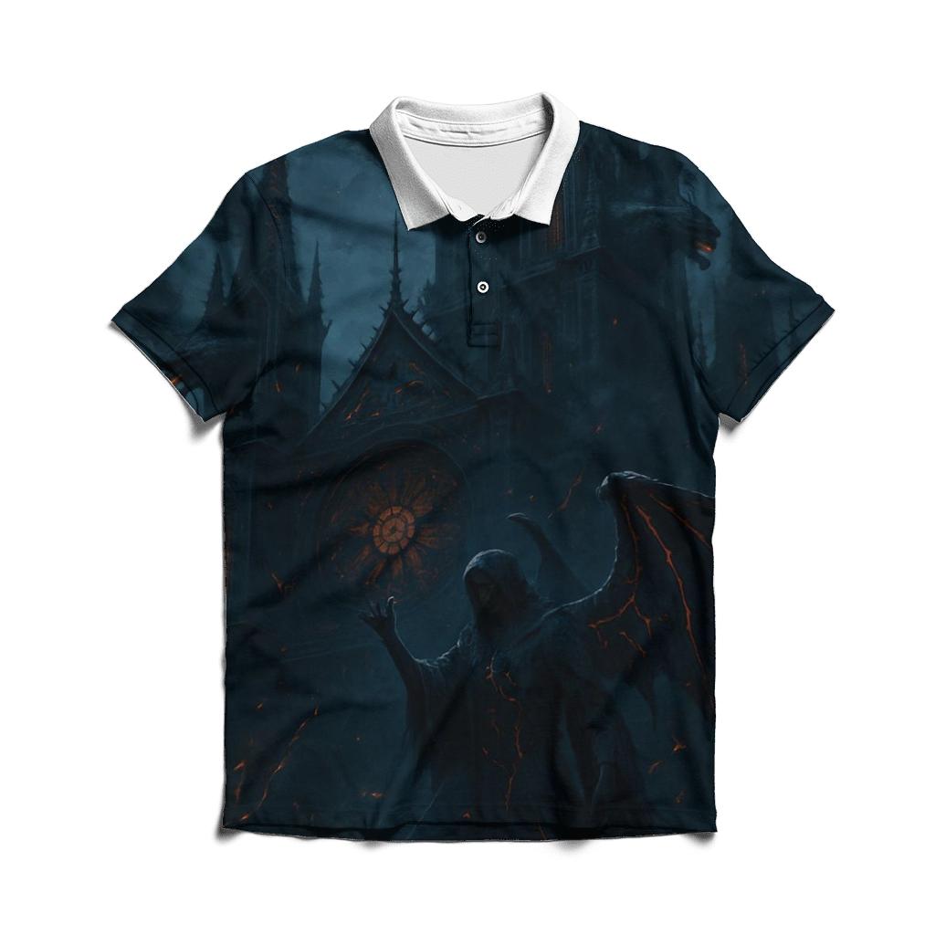 Cathedral Of Iron And Flame embroidered polo tops