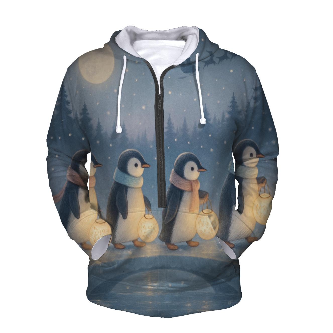 Penguin Lantern Procession printed hoodies