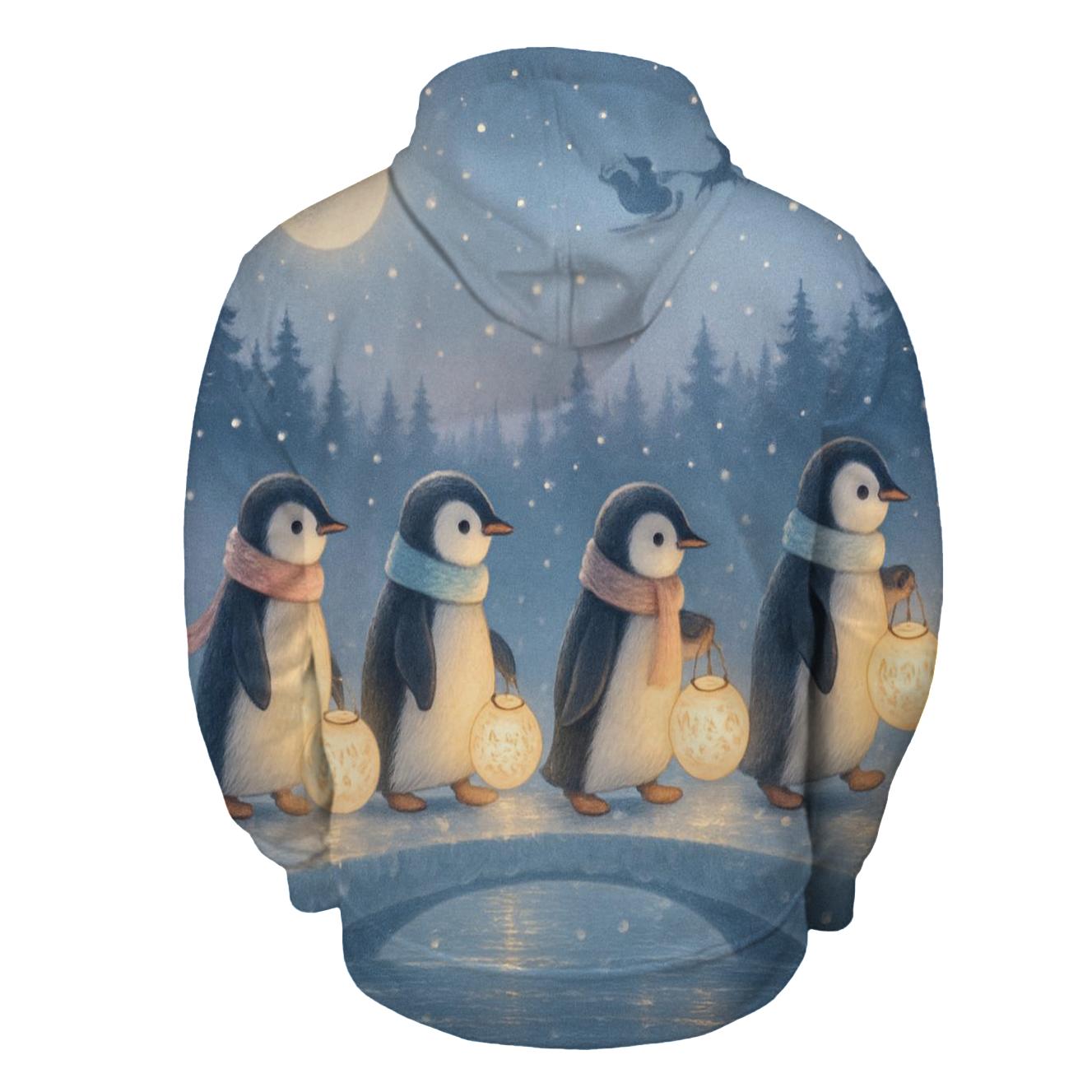 Penguin Lantern Procession printed hoodies