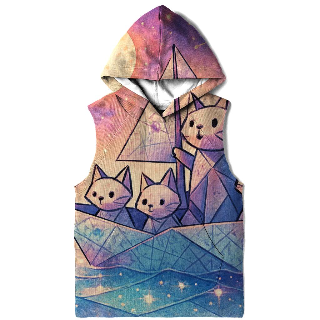 Starlit Origami Cat Crew zip-up hoodies