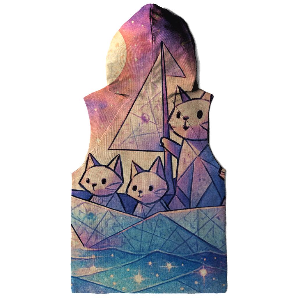 Starlit Origami Cat Crew zip-up hoodies