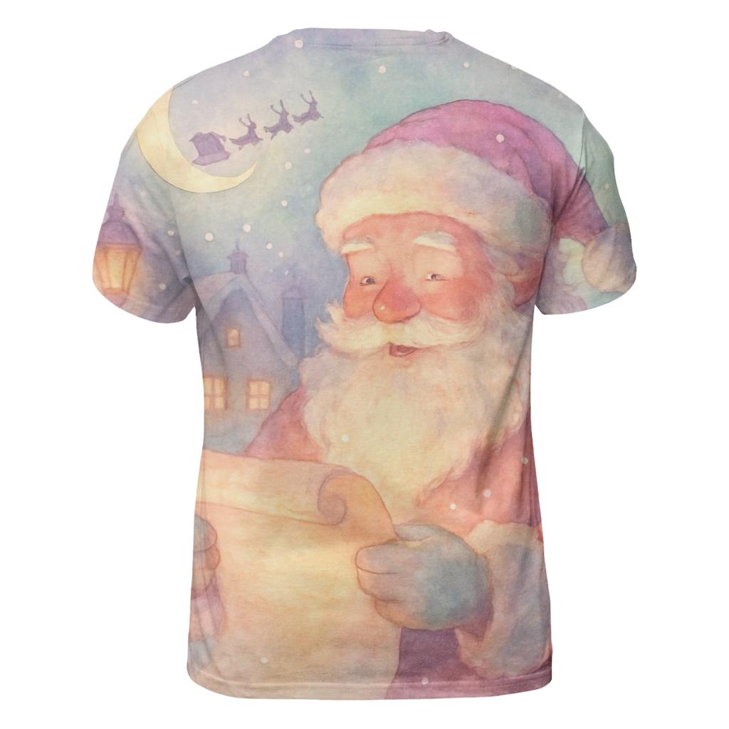 Storybook Moonlight Santa unique graphic print tees
