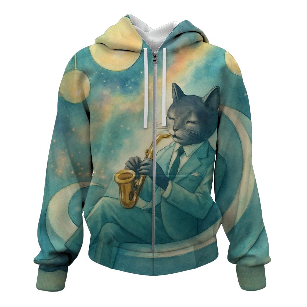 Galactic Lounge Jazz Cat hoodie styles