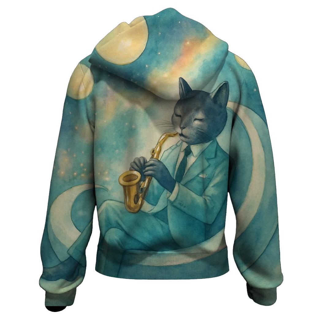 Galactic Lounge Jazz Cat hoodie styles