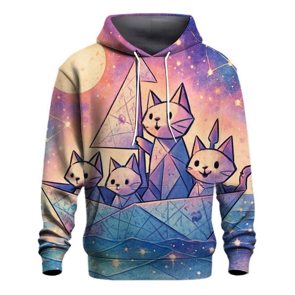 Starlit Origami Cat Crew heavyweight hoodies