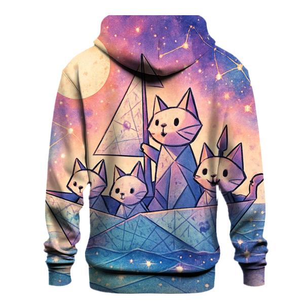 Starlit Origami Cat Crew heavyweight hoodies