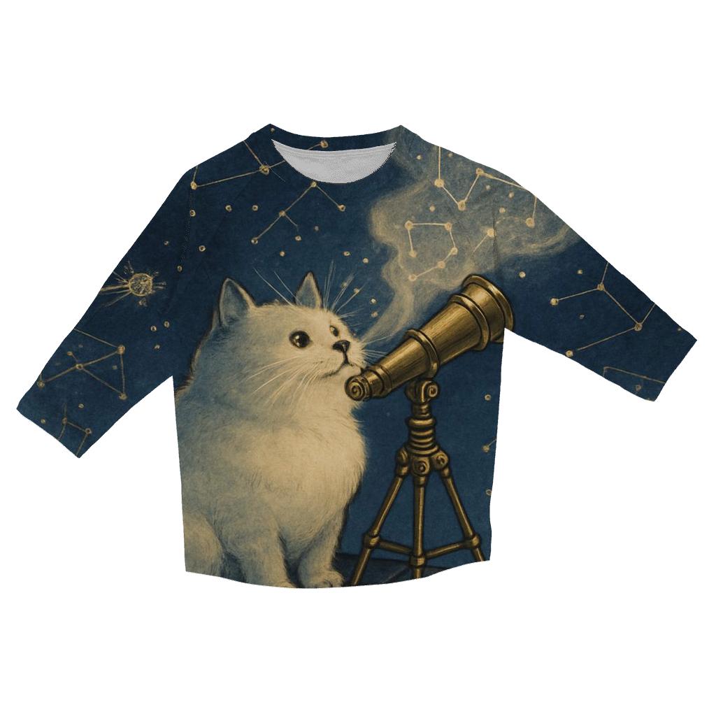 Random Stargazer Cat printed three quarter sleeve shirts