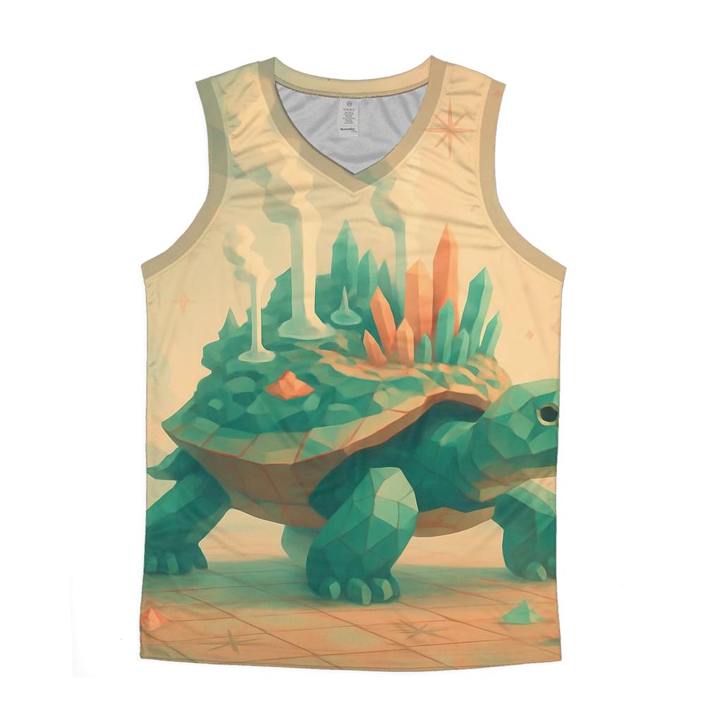 Random Geo Turtle Island graphic print tank tops