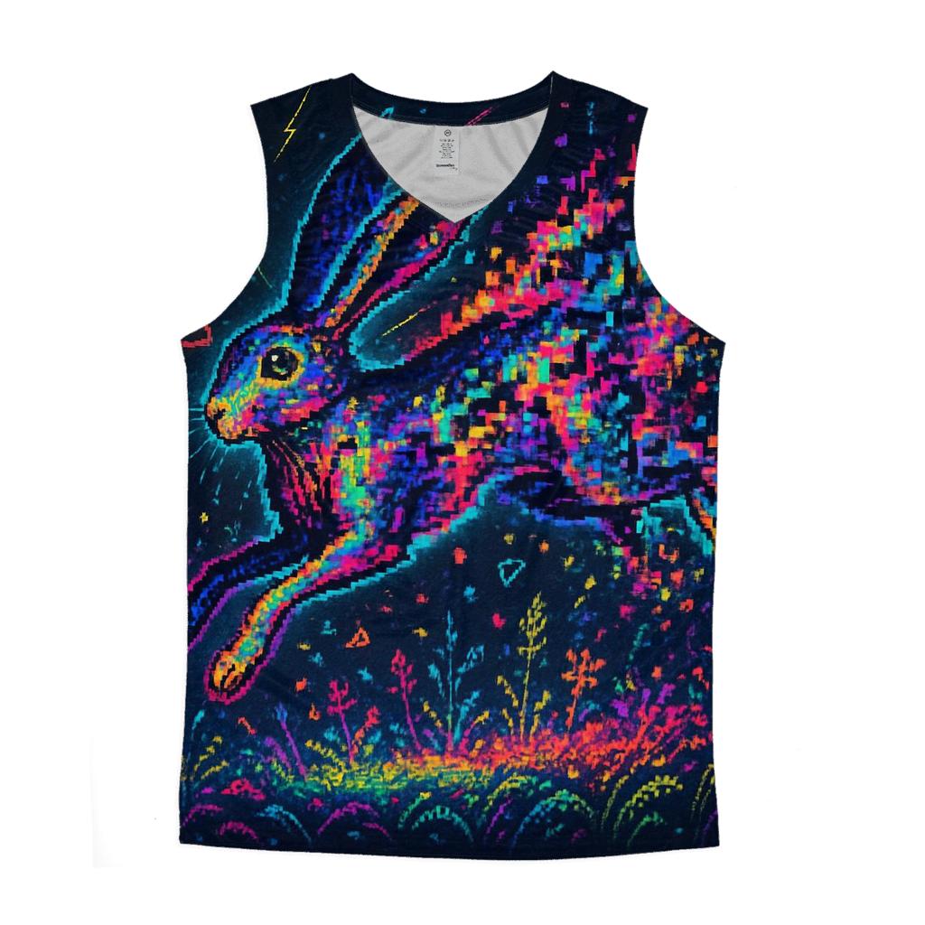 Random Glitch Hare personalized athletic tanks