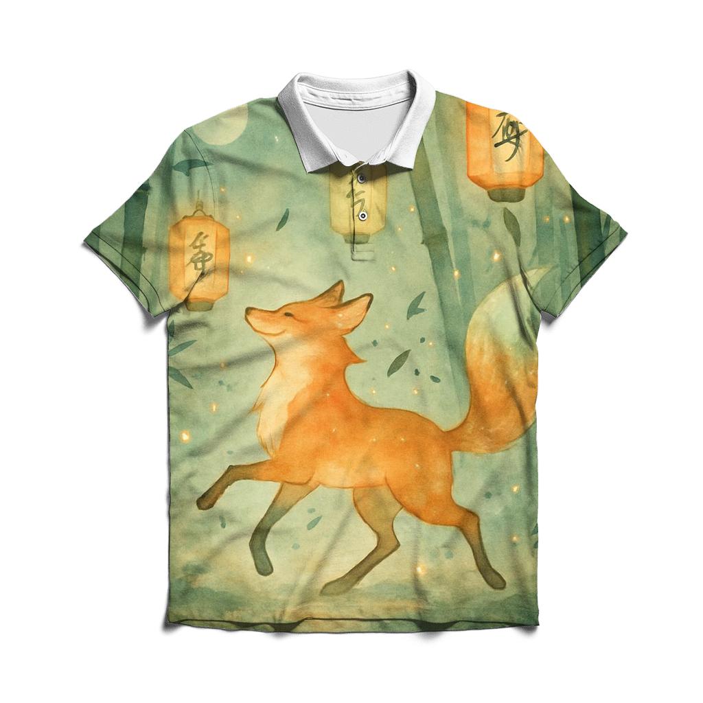 Random Lantern Foxglow embroidered polo tops