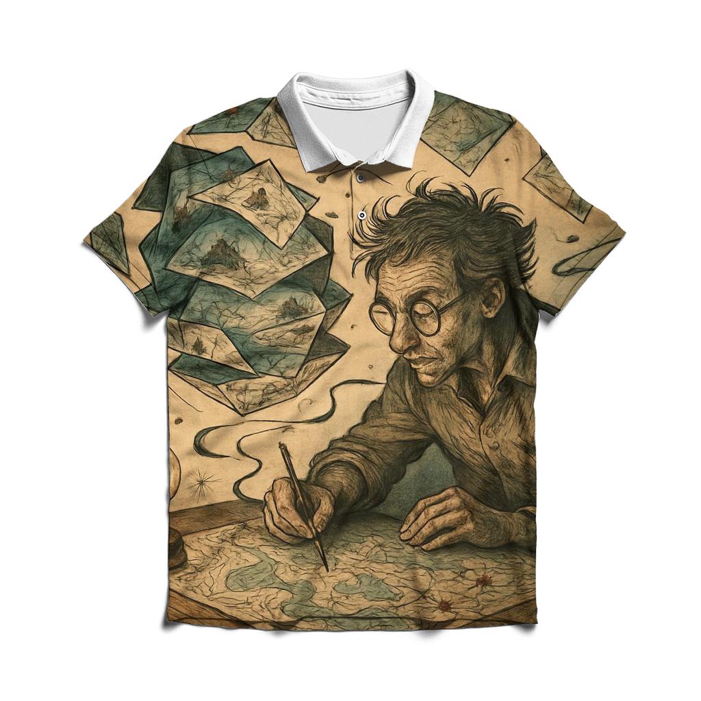 Random Paper Planet Cartographer personalized polo shirts