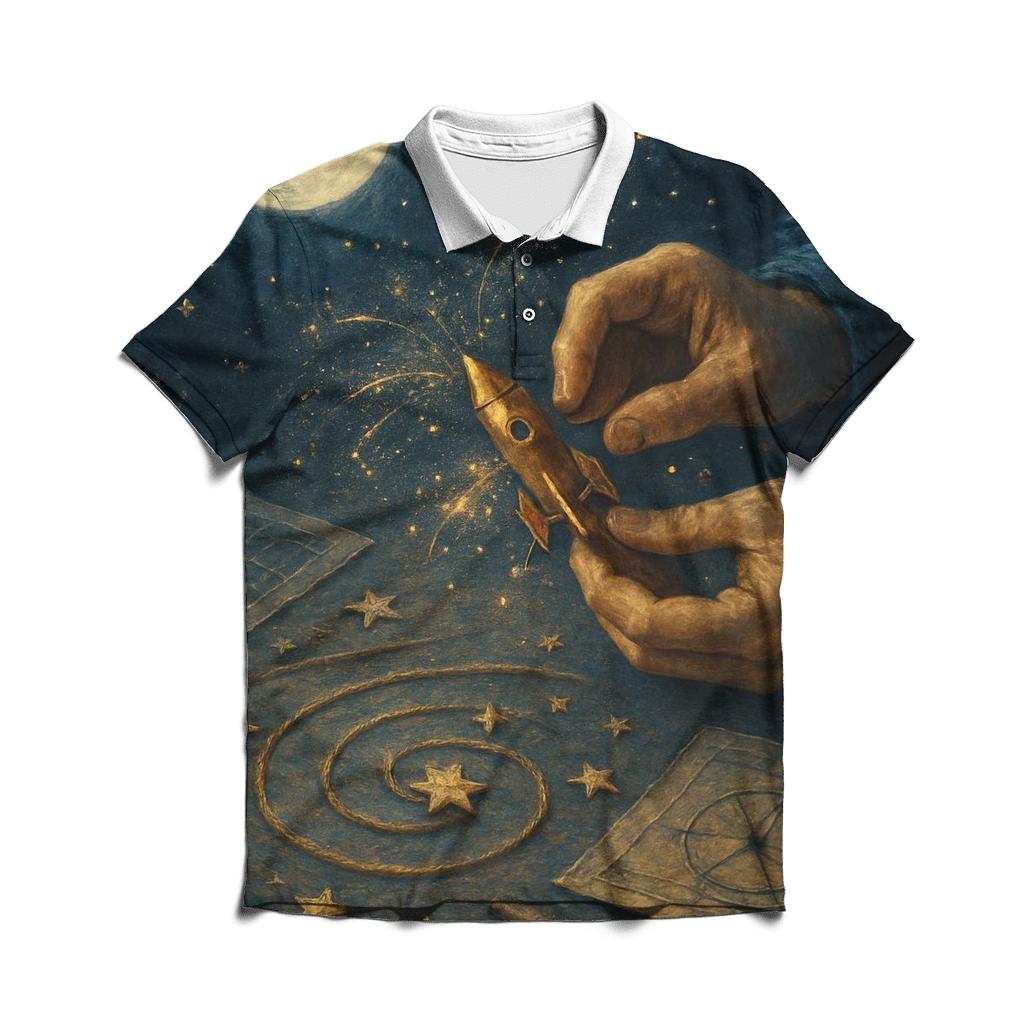 Random Moonlight Engineer embroidered polo tops