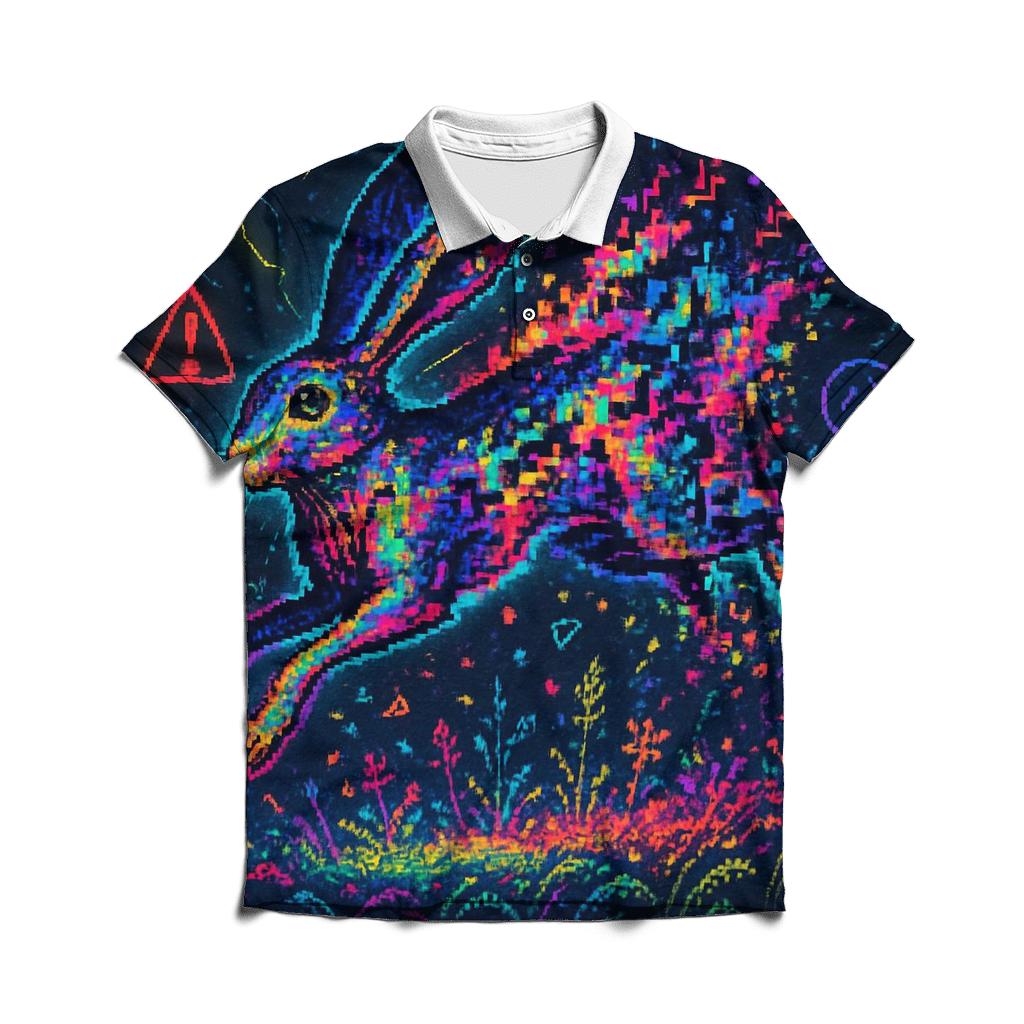 Random Glitch Hare premium cotton polo shirts