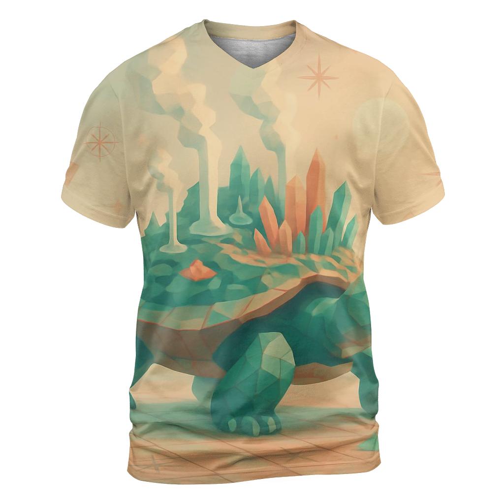 Random Geo Turtle Island artistic all-over print tops