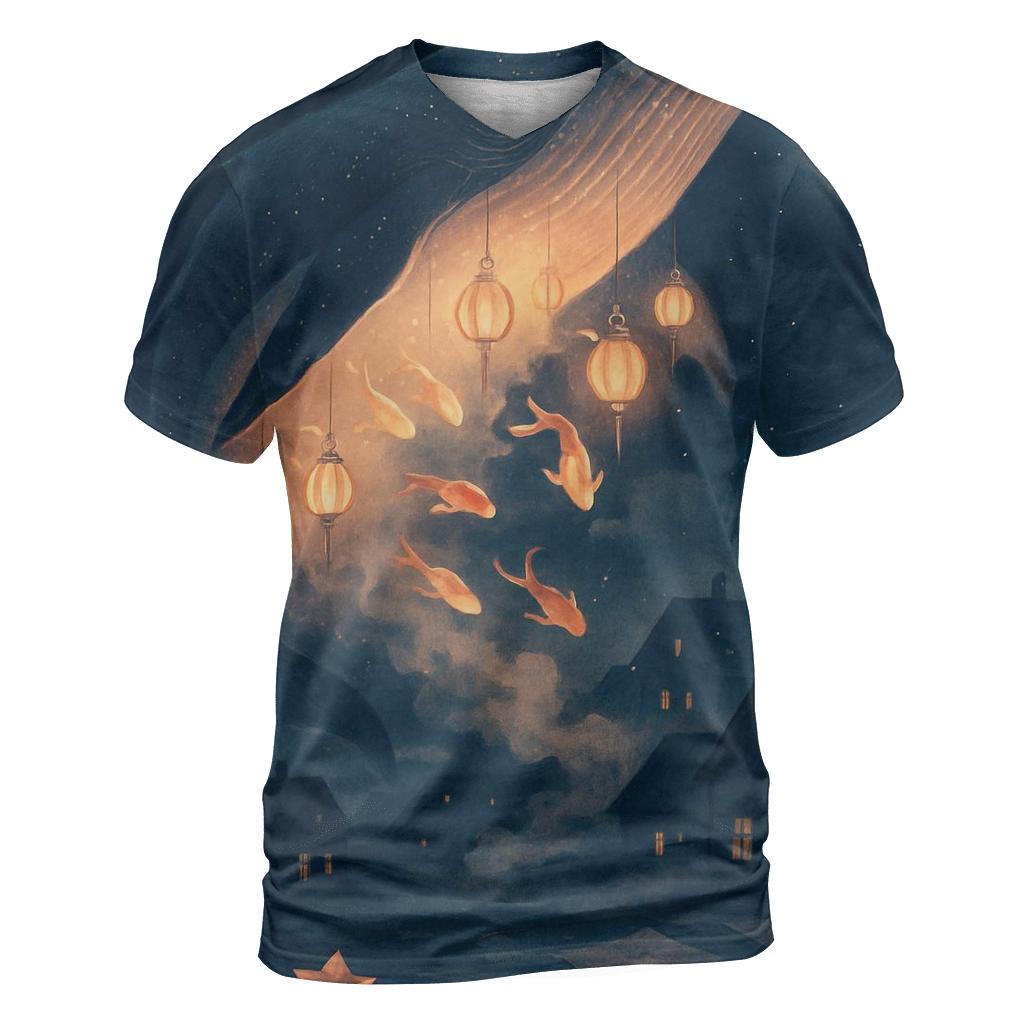 Random Lantern Whale Song creative print fashion shirts