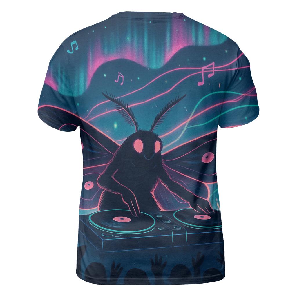 Random Vinyl Moth DJ artistic all-over print tops