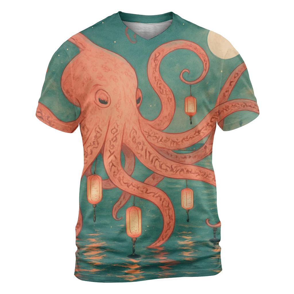 Random Paper Lantern Kraken designer pattern shirts