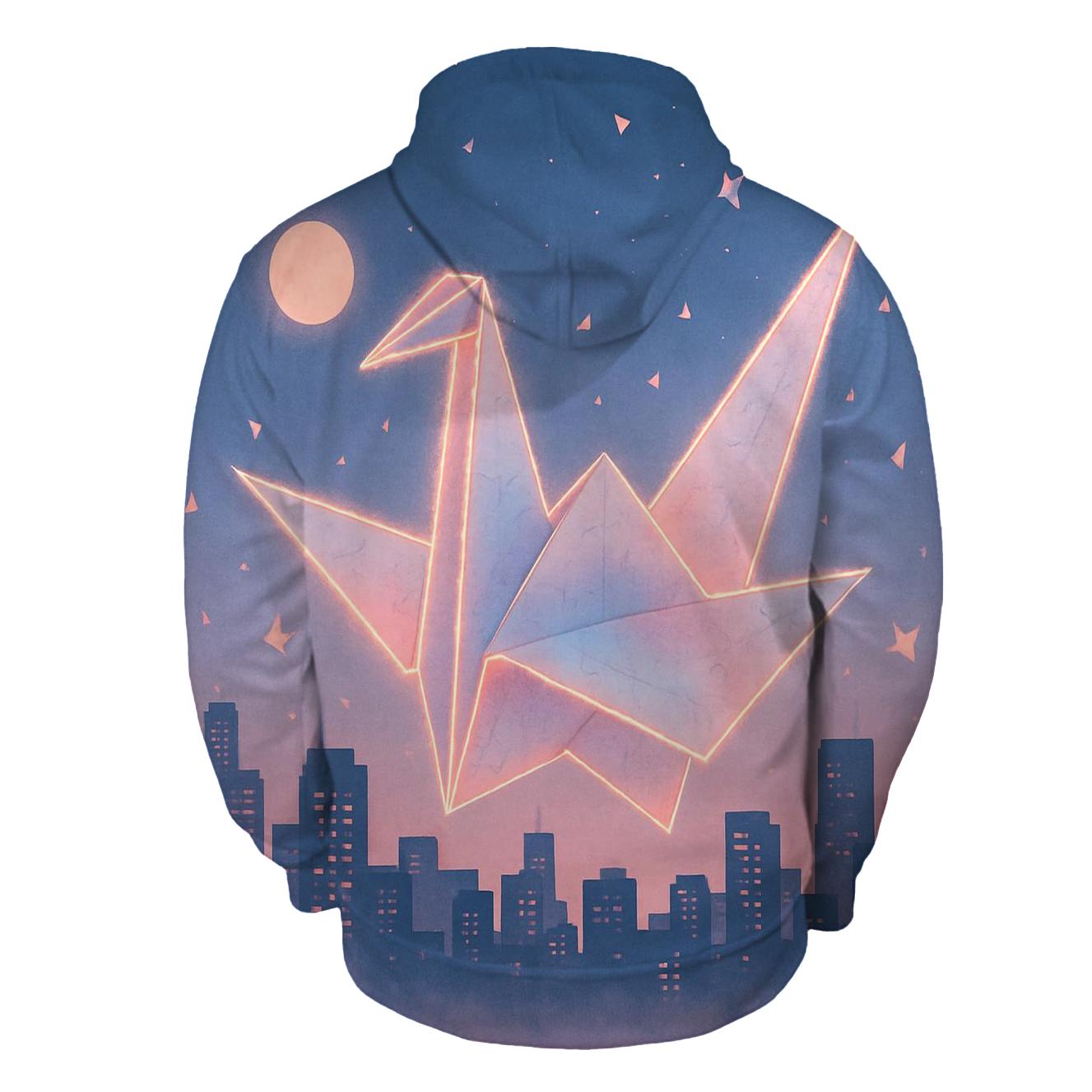Random Paper Crane Skyline hoodies fashion
