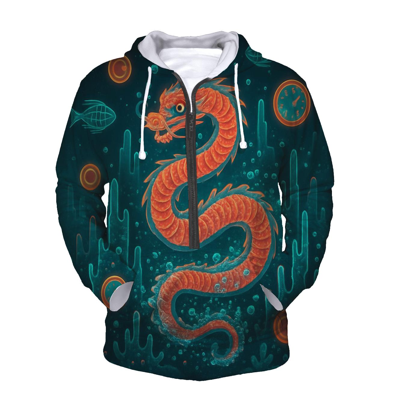 Random Neon Coral Dragon pullover hoodies