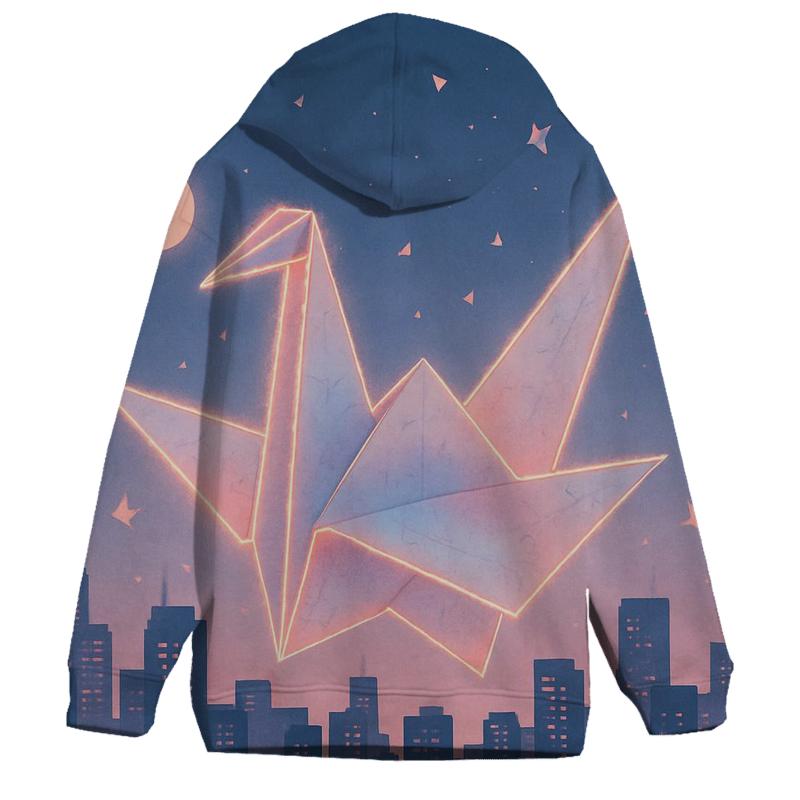 Random Paper Crane Skyline zip-up hoodies