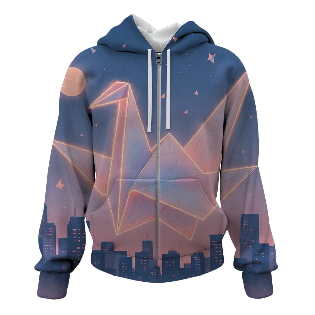 Random Paper Crane Skyline hoodie styles