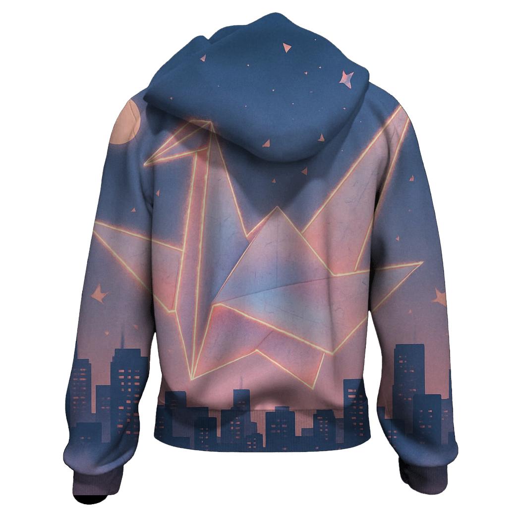 Random Paper Crane Skyline hoodie styles