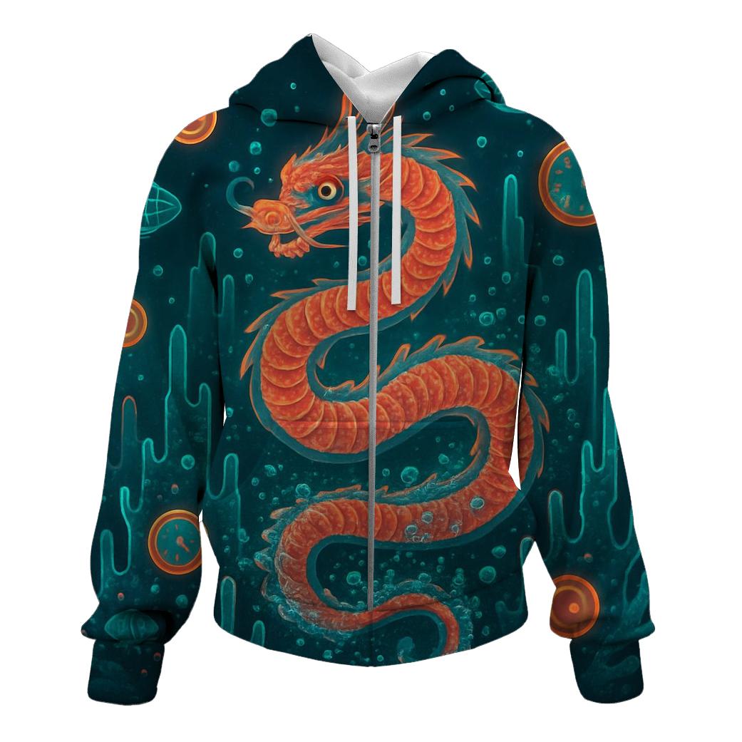 Random Neon Coral Dragon graphic hoodies