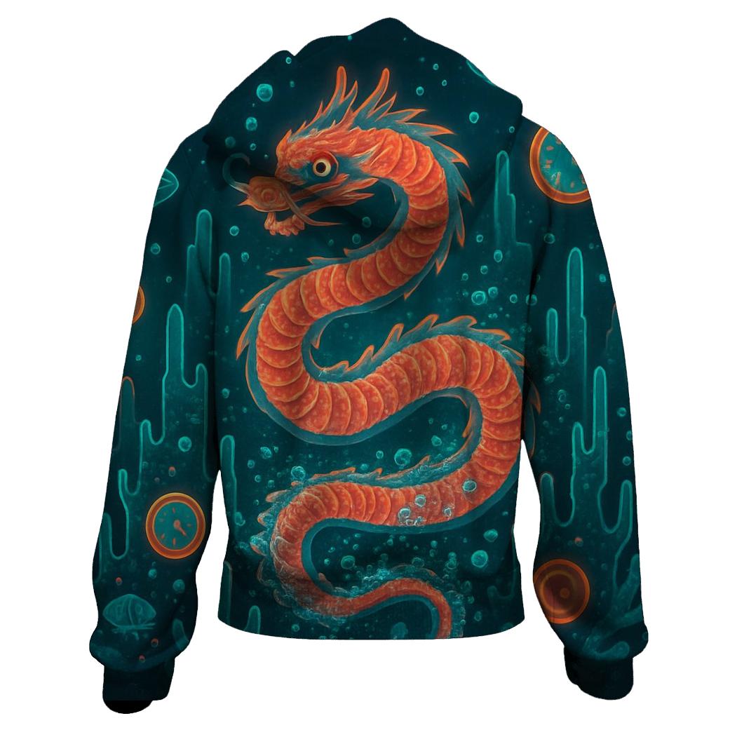 Random Neon Coral Dragon graphic hoodies