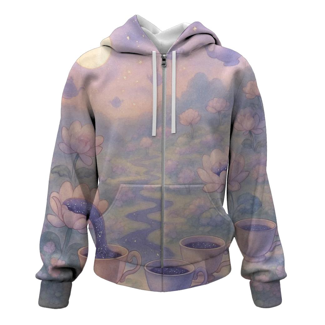 Random Cosmic Tea Garden zip-up hoodies