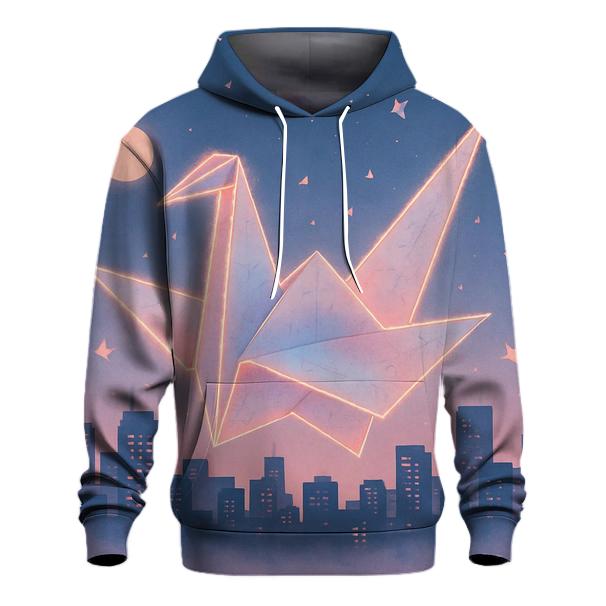 Random Paper Crane Skyline printed hoodies