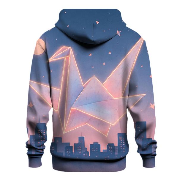 Random Paper Crane Skyline printed hoodies